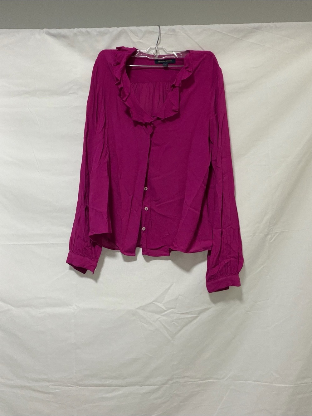 Brooks Brothers Ruffled Collar Button-Down Blouse - Fuchsia